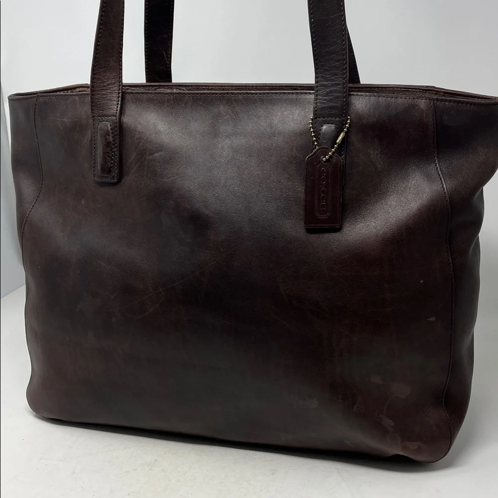 VINTAGE COACH 1997 LEGACY ZIPPER TOP TOTE CALFSKIN LEATHER MADE IN ITALY - Picture 5 of 17